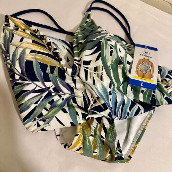 New Hurley One Piece Swimsuit Size L Cayman Palms Print Bathing Suit UPF 50+ - Picture 15 of 16